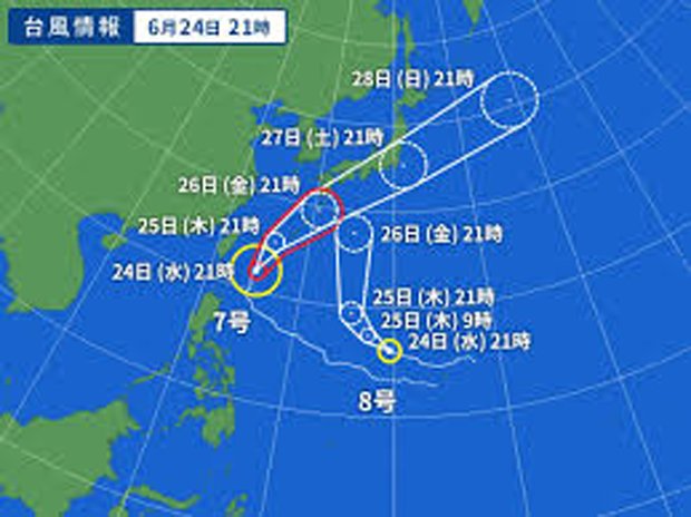 2026年6月24日21時　台風7号　台風8号