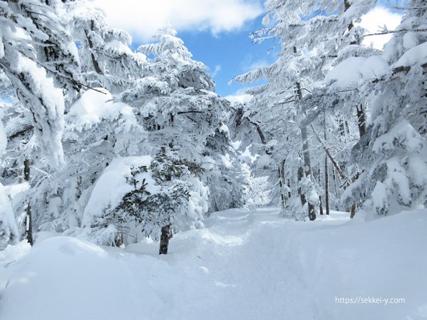 北横岳雪山ハイキング＋ランチ会　雪のトンネル