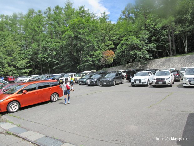 満車になる瑞牆山荘　県営駐車場