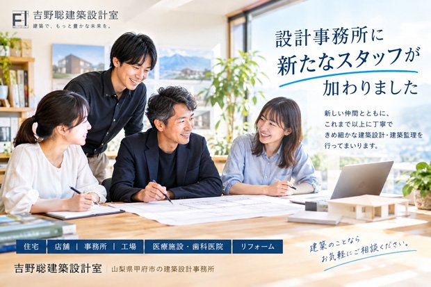 吉野聡建築設計室 新たなスタッフ