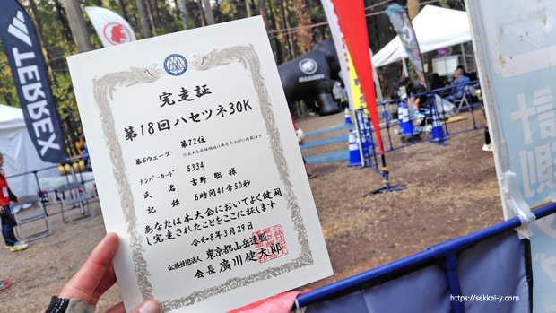 ハセツネ30k　実走証