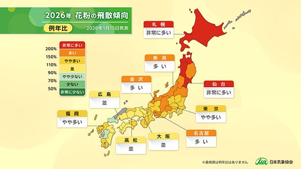 2026年春の花粉飛散傾向