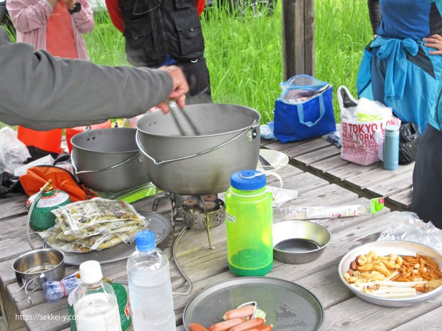 下山してから行う山頂パスタ会