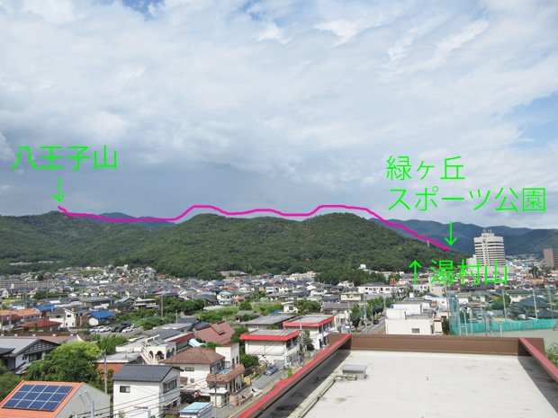 甲府市　マンションの屋上から見るユムランコース