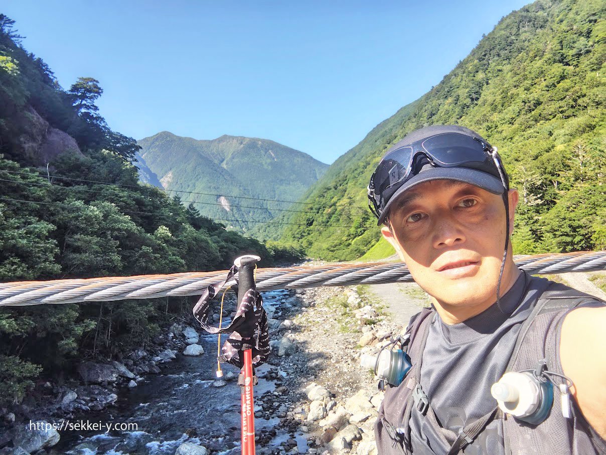 午前７時50分に帰ってきた広河原の吊り橋