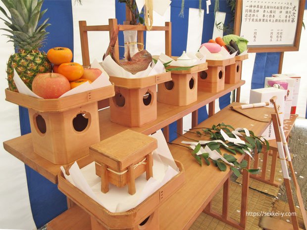 南アルプス市 金属加工工場 地鎮祭 祭壇