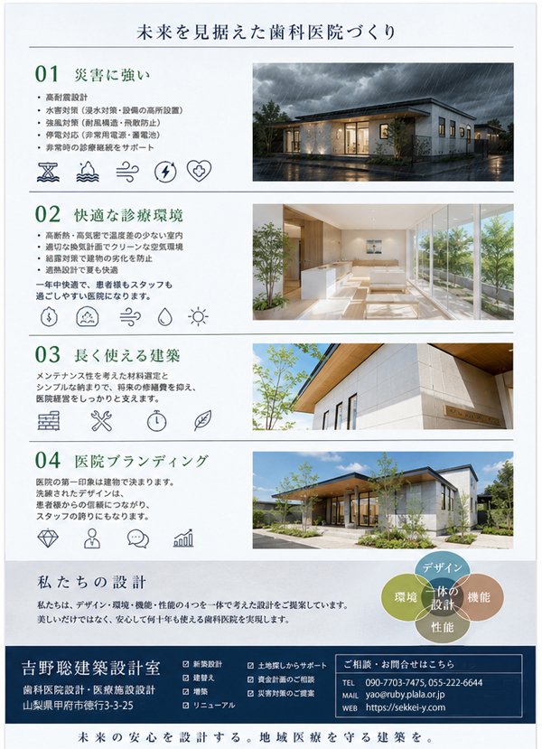 歯科医院建築用2 山梨県甲府市 吉野聡建築設計室 リーフレット