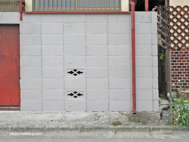 コンクリートブロックの規格寸法（0.4m×0.2m）
