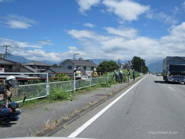 歩道の雑草処理