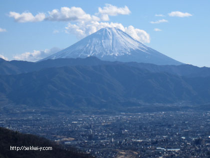 甲府盆地から見た富士山