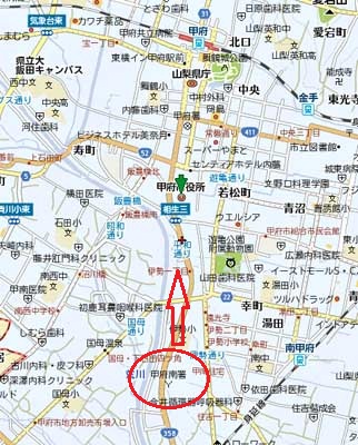 南消防から北に見る甲府駅方向