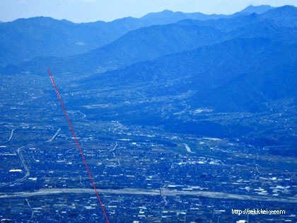 甲府盆地　リニアのルート