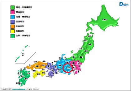 日本地図　山梨県